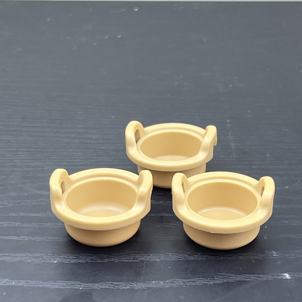 Vintage Playmobil Western Indian Camp 4431 Cooking Stand Clay Bowls Lot of 3